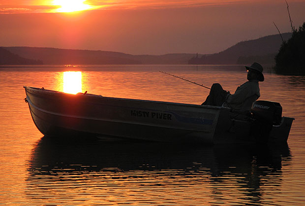 Fishing at sunset