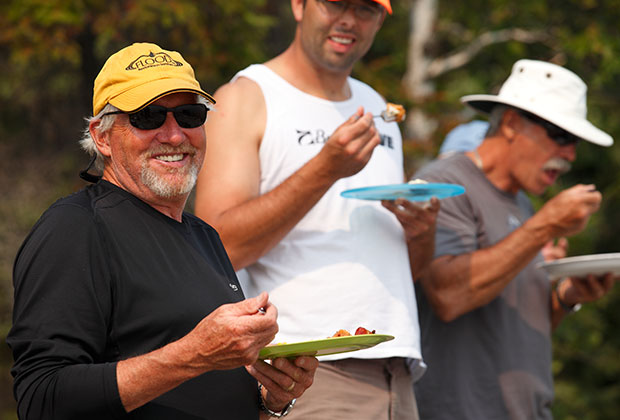 Enjoying their shore lunch