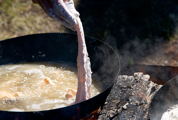 Preparing shore lunch