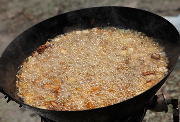 Preparing shore lunch